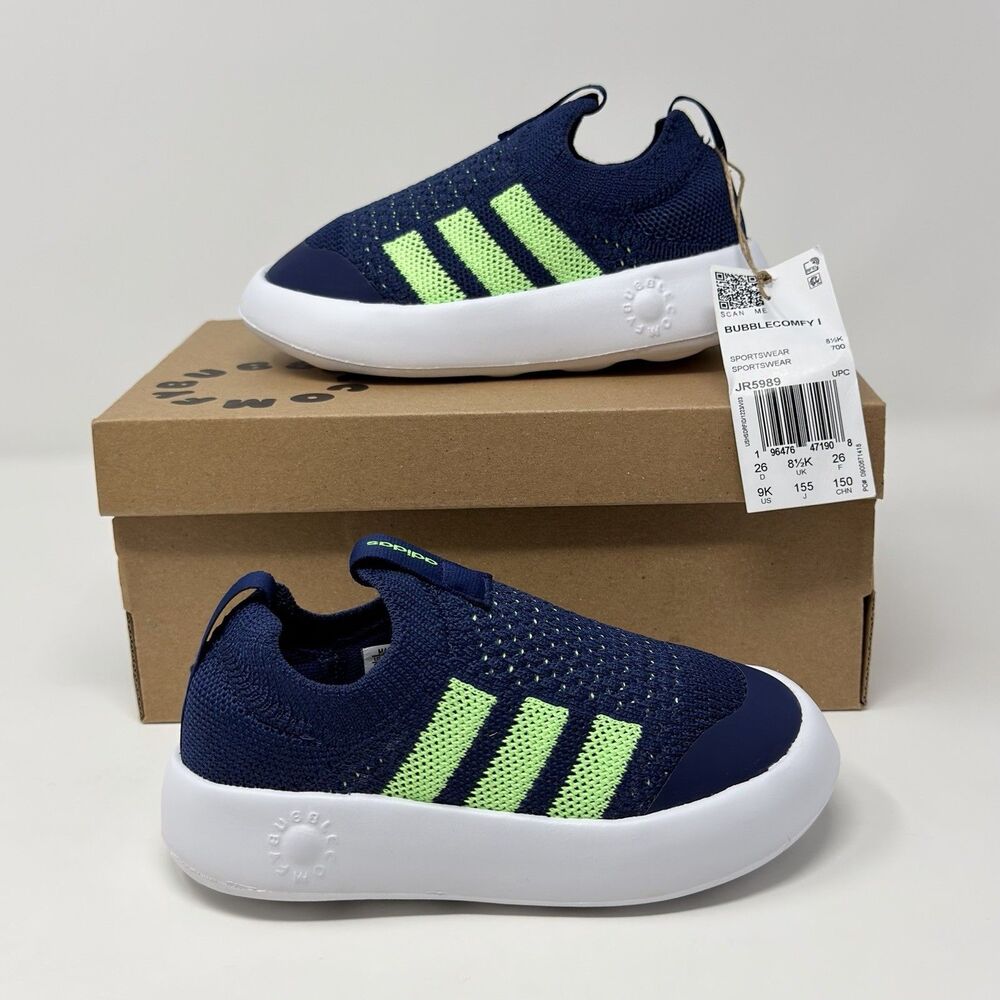 Adidas Bubblecomfy I Kids Shoes Size 9K Blue Green Lightweight STORE MODEL